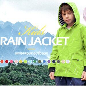 Hiheart Boys/Girls Waterproof Hooded Cotton Lined Rain Jacket, Green, Size 6/7